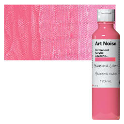 Tri-Art Art Noise Permanent Acrylic Gouache - Magenta Light, 120 ml, Bottle and swatch