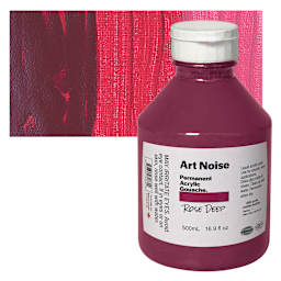 Tri-Art Art Noise Permanent Acrylic Gouache - Rose Deep, 500 ml, Bottle and swatch