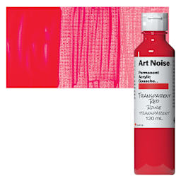Tri-Art Art Noise Permanent Acrylic Gouache - Transparent Red, 120 ml, Bottle and swatch