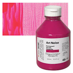 Tri-Art Art Noise Permanent Acrylic Gouache - Transparent Magenta, 500 ml, Bottle and swatch