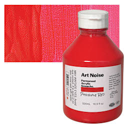 Tri-Art Art Noise Permanent Acrylic Gouache - Pyrrole Red, 500 ml, Bottle and swatch