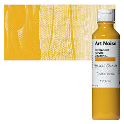 Tri-Art Art Noise Permanent Acrylic Gouache - Yellow Ochre, 120 ml, Bottle and swatch