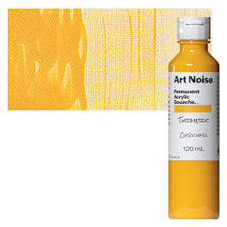 Tri-Art Art Noise Permanent Acrylic Gouache - Turmeric, 120 ml, Bottle and swatch