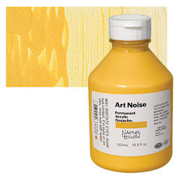 Tri-Art Art Noise Permanent Acrylic Gouache - Naples Yellow, 500 ml, Bottle and swatch