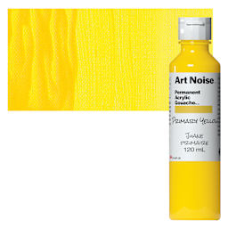 Tri-Art Art Noise Permanent Acrylic Gouache - Primary Yellow, 120 ml, Bottle and swatch