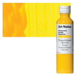 Tri-Art Art Noise Permanent Acrylic Gouache - Transparent Yellow, 120 ml, Bottle and swatch