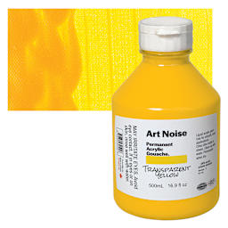 Tri-Art Art Noise Permanent Acrylic Gouache - Transparent Yellow, 500 ml, Bottle and swatch