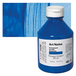 Tri-Art Art Noise Permanent Acrylic Gouache - Transparent Blue, 500 ml, Bottle and swatch