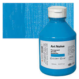 Tri-Art Art Noise Permanent Acrylic Gouache - Bright Blue, 500 ml, Bottle and swatch