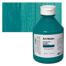 Tri-Art Art Noise Permanent Acrylic Gouache - Turquoise, 500 ml, Bottle and swatch
