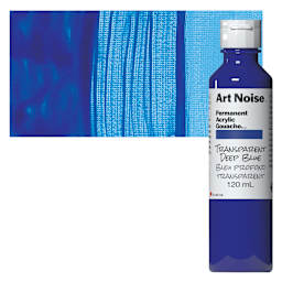 Tri-Art Art Noise Permanent Acrylic Gouache - Transparent Deep Blue, 120 ml, Bottle and swatch