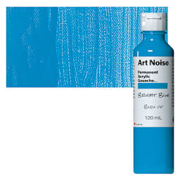 Tri-Art Art Noise Permanent Acrylic Gouache - Bright Blue, 120 ml, Bottle and swatch