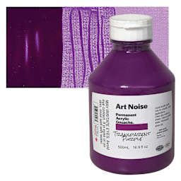 Tri-Art Art Noise Permanent Acrylic Gouache - Transparent Purple, 500 ml, Bottle and swatch