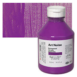 Tri-Art Art Noise Permanent Acrylic Gouache - Brilliant Purple, 500 ml, Bottle and swatch