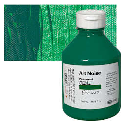 Tri-Art Art Noise Permanent Acrylic Gouache - Emerald, 500 ml, Bottle and swatch