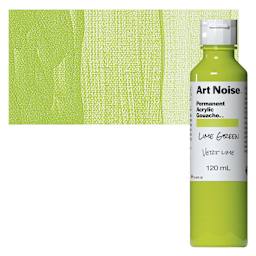 Tri-Art Art Noise Permanent Acrylic Gouache - Lime Green, 120 ml, Bottle and swatch