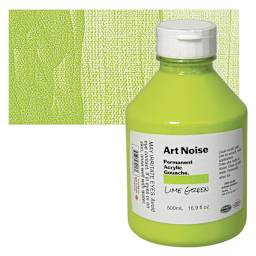 Tri-Art Art Noise Permanent Acrylic Gouache - Lime Green, 500 ml, Bottle and swatch