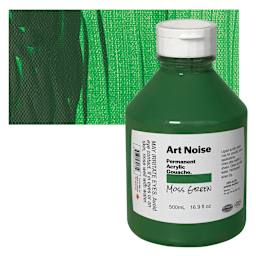 Tri-Art Art Noise Permanent Acrylic Gouache - Moss Green, 500 ml, Bottle and swatch
