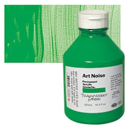 Tri-Art Art Noise Permanent Acrylic Gouache - Transparent Green, 500 ml, Bottle and swatch