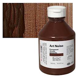 Tri-Art Art Noise Permanent Acrylic Gouache - Burnt Umber, 500 ml, Bottle and swatch