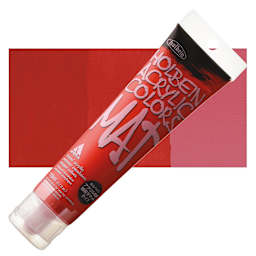 Holbein Mat Acrylic - Carmine, 110 ml tube and swatch