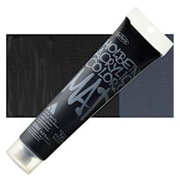 Holbein Mat Acrylic - Black, 110 ml tube and swatch