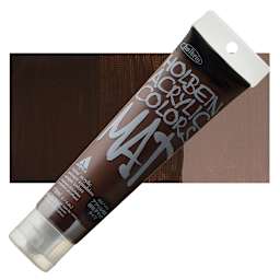 Holbein Mat Acrylic - Burnt Umber, 110 ml tube and swatch