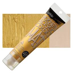 Holbein Mat Acrylic - Gold, 110 ml tube and swatch