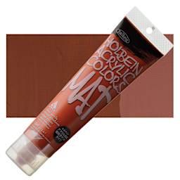 Holbein Mat Acrylic - Red Ochre, 110 ml tube and swatch