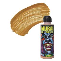 Chroma Mural Paint Marker - Glam Rock (Gold), 4 oz Bottle and swatch