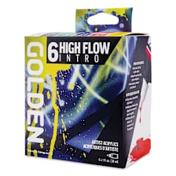 Golden High Flow Acrylics - Intro Colors, 30 ml Bottles, Set of 6 (front of packaging)