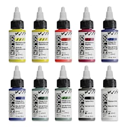 Golden High Flow Acrylics - Mixing Set of 10, 30 ml Bottles (out of packaging)