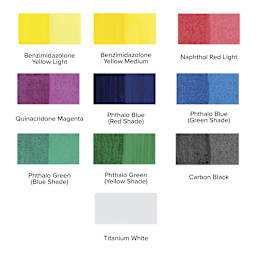 Golden High Flow Acrylics - Mixing Set of 10, 30 ml Bottles, swatches