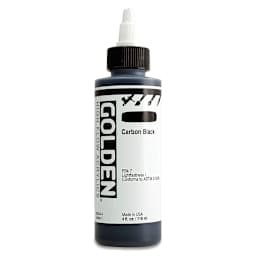Golden High Flow Acrylics - Carbon Black, 4 oz bottle