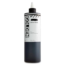 Golden High Flow Acrylics - Carbon Black, 16 oz bottle