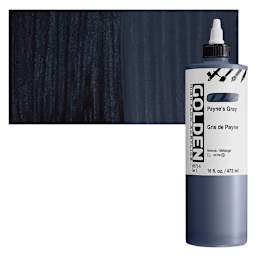 Golden High Flow Acrylic Paint - Payne's Gray, 16 oz bottle and swatch