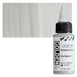 Golden High Flow Acrylic Paint - Neutral Gray N8, 1 oz bottle and swatch