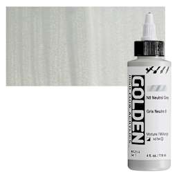 Golden High Flow Acrylic Paint - Neutral Gray N8, 4 oz bottle and swatch