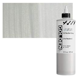 Golden High Flow Acrylic Paint - Neutral Gray N8, 16 oz bottle and swatch
