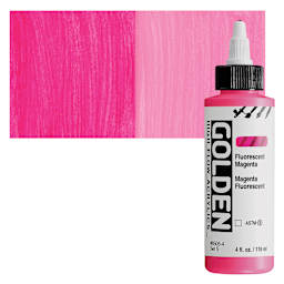 Golden High Flow Acrylic Paint - Fluorescent Magenta, 4 oz bottle and swatch