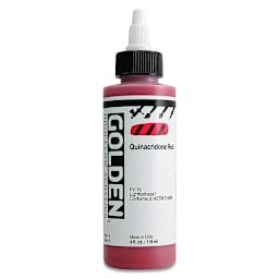 Golden High Flow Acrylics - Quinacridone Red, 4 oz bottle