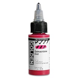 Golden High Flow Acrylics - Transparent Quinacridone Red, 1 oz bottle
