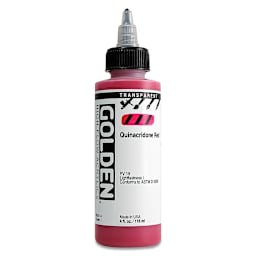 Golden High Flow Acrylics - Transparent Quinacridone Red, 4 oz bottle