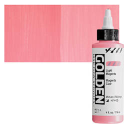 Golden High Flow Acrylic Paint - Light Magenta, 4 oz bottle and swatch