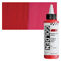 Golden High Flow Acrylic Paint - Naphthol Red Medium, 4 oz bottle and swatch