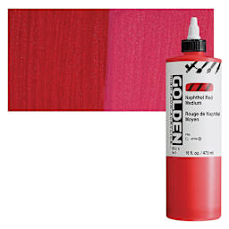 Golden High Flow Acrylic Paint - Naphthol Red Medium, 16 oz bottle and swatch