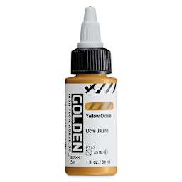 Golden High Flow Acrylics - Yellow Ochre, 1 oz bottle
