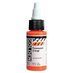 Golden High Flow Acrylics - Fluorescent Orange, 1 oz bottle