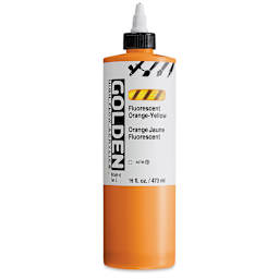 Golden High Flow Acrylics - Fluorescent Orange-Yellow, 16 oz bottle