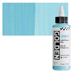 Golden High Flow Acrylic Paint - Light Phthalo Blue, 4 oz bottle and swatch